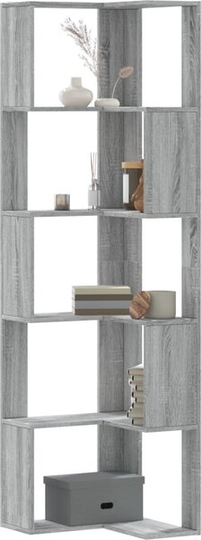 VidaXL Rohová 5patrová knihovna 50 x 50 x 179 cm kompozit [868049] Barva: kouřový dub
