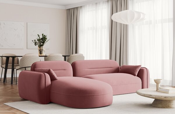 -25 % Dny MOMENTI– Cosmopolitan Design Růžová sametová rohová pohovka Sydney 275 cm, levá