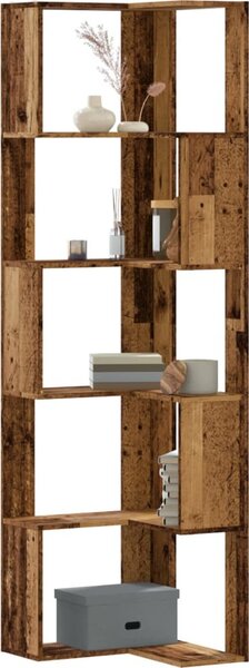 VidaXL Rohová 5patrová knihovna 50 x 50 x 179 cm kompozit [868049] Barva: kouřový dub