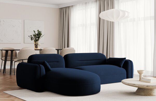 -25 % Dny MOMENTI– Cosmopolitan Design Královsky modrá sametová rohová pohovka Sydney 275 cm, levá