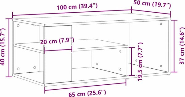 VidaXL Konferenční stolek 100 x 50 x 40 cm kompozitní dřevo [862629] Barva: kouřový dub