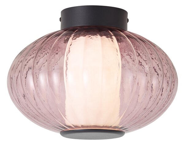 Designové stropní svítidlo černé 28 cm s fialovým sklem vč. LED 3-stupňové stmívatelné - Margherite