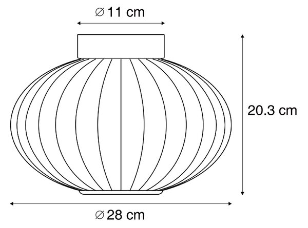 Designové stropní svítidlo černé 28 cm s fialovým sklem vč. LED 3-stupňové stmívatelné - Margherite