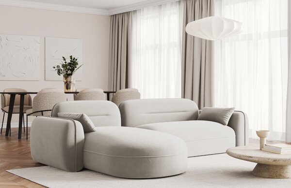 -25 % Dny MOMENTI– Cosmopolitan Design Světle béžová sametová rohová pohovka Sydney 275 cm, levá