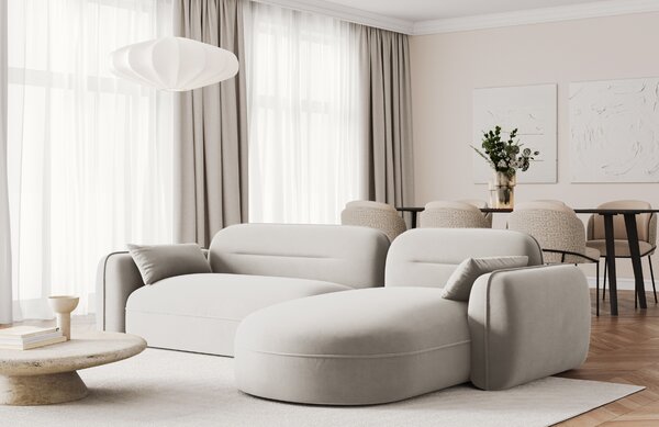 -25 % Dny MOMENTI– Cosmopolitan Design Světle béžová sametová rohová pohovka Sydney 275 cm, pravá