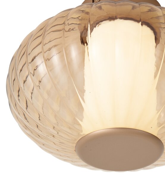 Designové stropní svítidlo mosazné 28cm s jantarovým sklem vč. LED 3-stupňově stmívatelné - Margherite