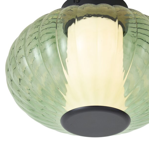 Designové stropní svítidlo černé 28 cm se zeleným sklem vč. LED 3-stupňové stmívatelné - Margherite