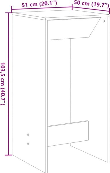 VidaXL Barový stůl 51 x 50 x 103,5 cm kompozitní dřevo [868080] Barva: Bílá