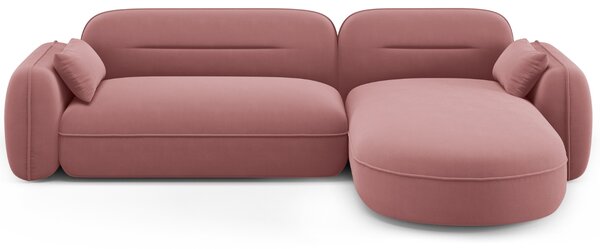 -25 % Dny MOMENTI– Cosmopolitan Design Růžová sametová rohová pohovka Sydney 275 cm, pravá
