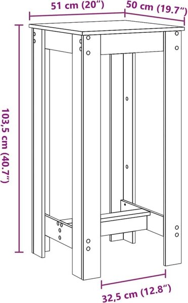 VidaXL Barový stůl 51 x 50 x 103,5 cm kompozitní dřevo [868078] Barva: hnědý dub