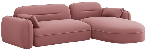 -25 % Dny MOMENTI– Cosmopolitan Design Růžová sametová rohová pohovka Sydney 275 cm, pravá