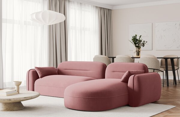 -25 % Dny MOMENTI– Cosmopolitan Design Růžová sametová rohová pohovka Sydney 275 cm, pravá