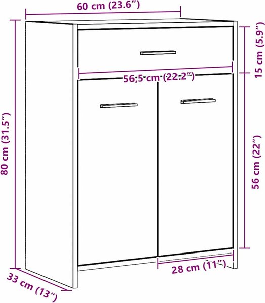 VidaXL Koupelnová skříňka 60 x 33 x 80 cm kompozitní dřevo [862551] Barva: Bílá