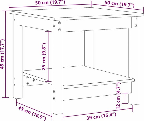 VidaXL Konferenční stolek 50 x 50 x 45 cm masivní borové dřevo [858232] Barva: Bílá