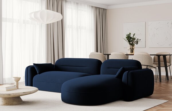 -25 % Dny MOMENTI– Cosmopolitan Design Královsky modrá sametová rohová pohovka Sydney 275 cm, pravá