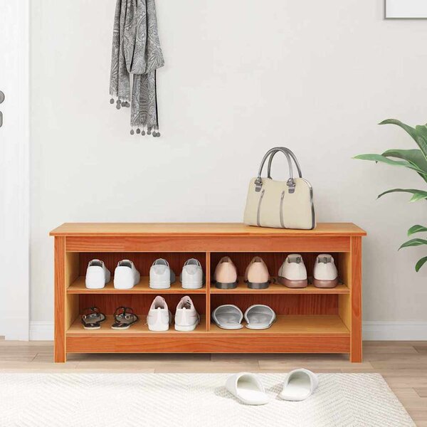 VidaXL Lavice s botníkem 110 x 38 x 45,5 cm masivní borovice [869910] Barva: Černá