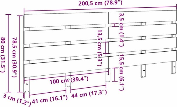 VidaXL Čelo postele 200 x 3 x 80 cm masivní borovice [844449] Barva: Bílá