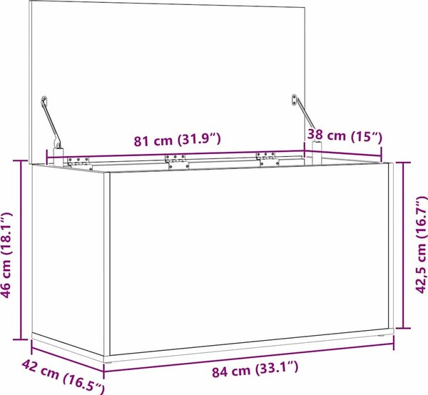 VidaXL Úložná truhla 84 x 42 x 46 cm kompozitní dřevo [862633] Barva: Bílá