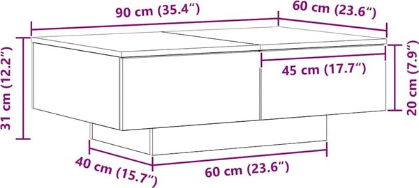 VidaXL Konferenční stolek 90 x 60 x 31 cm kompozitní dřevo [862634] Barva: Betonová šedá