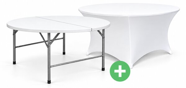 Set: kulatý skládací stůl Ø 183 cm s potahem
