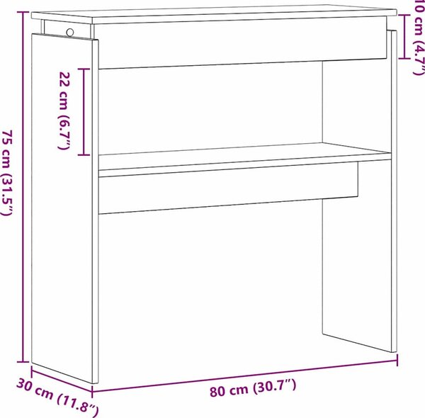 VidaXL Konzolový stolek 80 x 30 x 80 cm kompozitní dřevo [862661] Barva: dub artisan