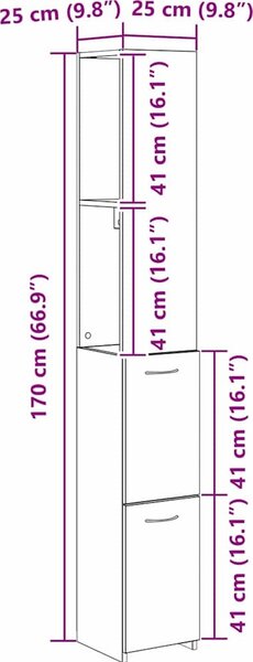 VidaXL Koupelnová skříňka 25x26,5x170 cm kompozitní dřevo [862669] Barva: Bílá