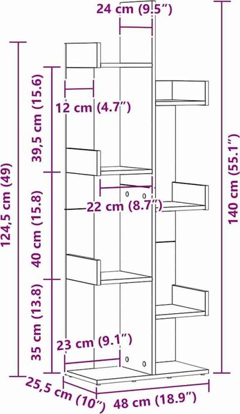 VidaXL Knihovna 48x25,5x140 cm kompozitní dřevo [862681] Barva: dub sonoma