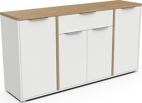 Příborník 4 dveře a 1 zásuvka Imitace dub a matná bílá B160,7 cm - ACCESS