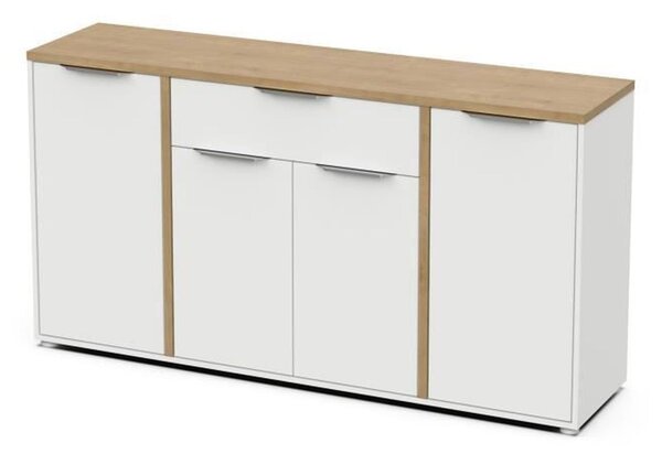 Příborník 4 dveře a 1 zásuvka Imitace dub a matná bílá B160,7 cm - ACCESS