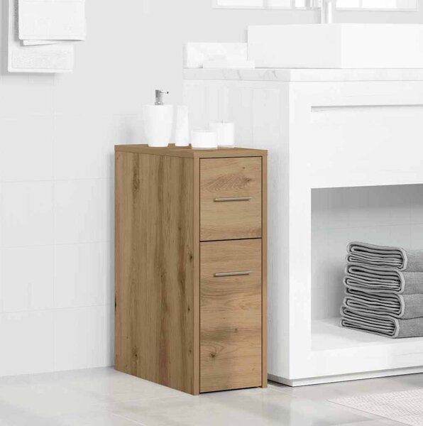 VidaXL Úzká koupelnová skříňka na kolečkách kompozit [871633] Barva: artisian oak