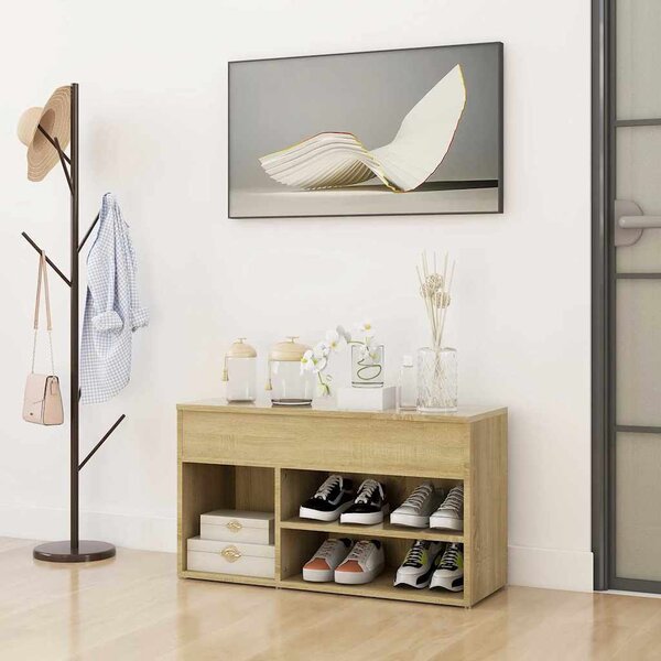 VidaXL Lavice s botníkem 80 x 30 x 45 cm kompozitní dřevo [862703] Barva: Staré dřevo