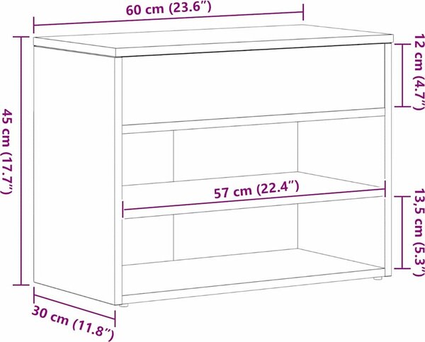 VidaXL Lavice s botníkem 60 x 30 x 45 cm kompozitní dřevo [862702] Barva: dub artisan