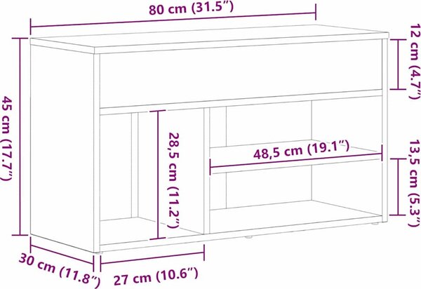 VidaXL Lavice s botníkem 80 x 30 x 45 cm kompozitní dřevo [862703] Barva: Staré dřevo