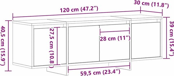VidaXL TV skříňka 120 x 30 x 40,5 cm kompozitní dřevo [862709] Barva: dub artisan
