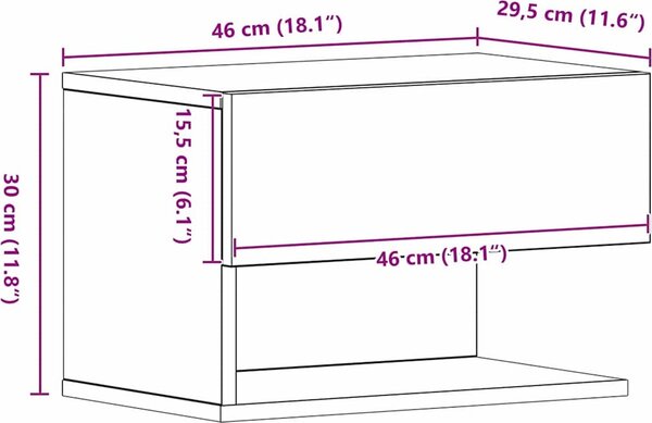 VidaXL Nástěnný noční stolek [862734] Barva: Betonová šedá