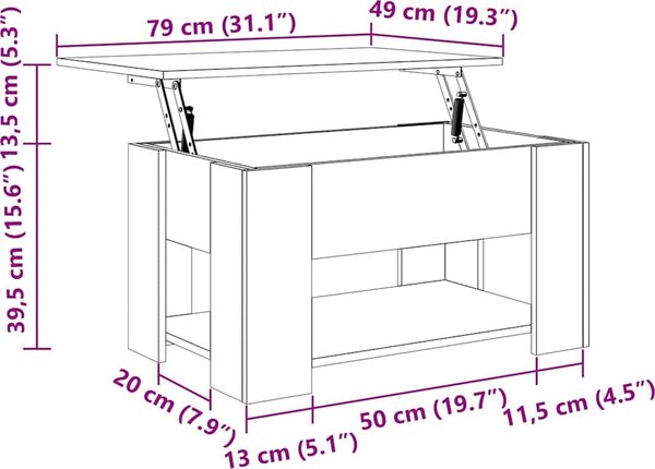 VidaXL Konferenční stolek 79x49x41 cm kompozitní dřevo [862765] Barva: dub artisan