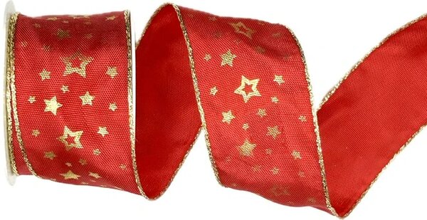 Stuha vánoční saténová NOBLESSE RED červená 40mm x 2m (16,-Kč/m)