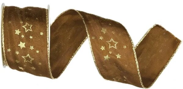 Stuha vánoční saténová NOBLESSE BROWN čokoládově hnědá 40mm x 2m (16,-Kč/m)
