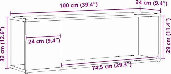 VidaXL TV stolek 100 x 24 x 32 cm kompozitní dřevo [863155] Barva: dub sonoma