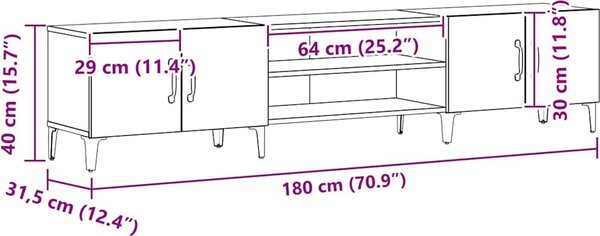 VidaXL TV skříňka 180x31,5x40 cm kompozitní dřevo [862818] Barva: Bílá
