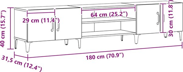 VidaXL TV skříňka 180x31,5x40 cm kompozitní dřevo [862818] Barva: Bílá