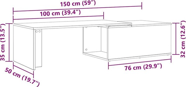 VidaXL Konferenční stolek 150x50x35 cm kompozitní dřevo [862478] Barva: Bílá