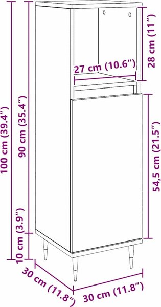 VidaXL Koupelnová skříňka 30 x 30 x 100 cm kompozitní dřevo [862884] Barva: Staré dřevo