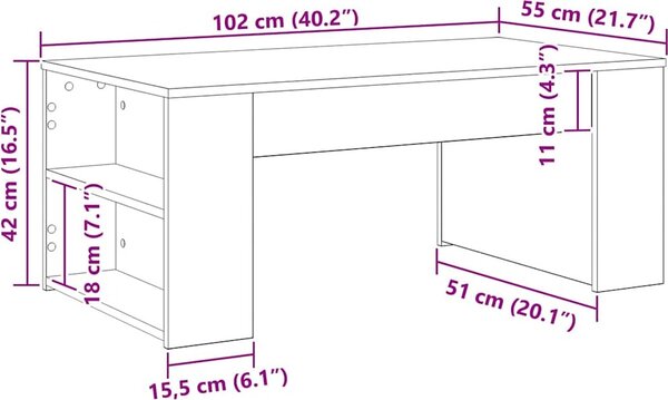 VidaXL Konferenční stolek 102 x 55 x 42 cm kompozitní dřevo [862495] Barva: Bílá