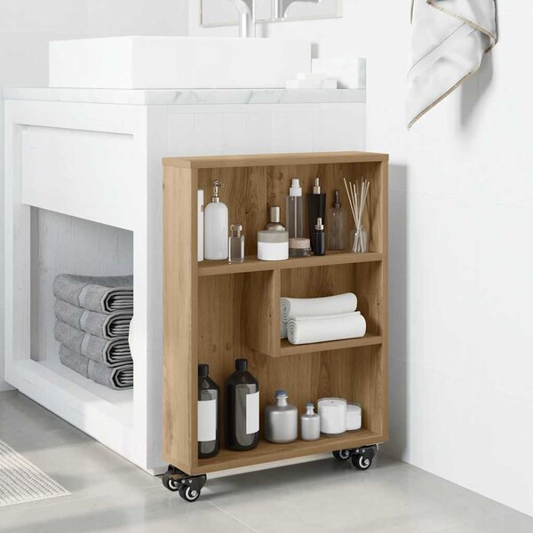 VidaXL Úzký úložný vozík 48 x 13 x 68 cm kompozitní dřevo [868090] Barva: šedá sonoma