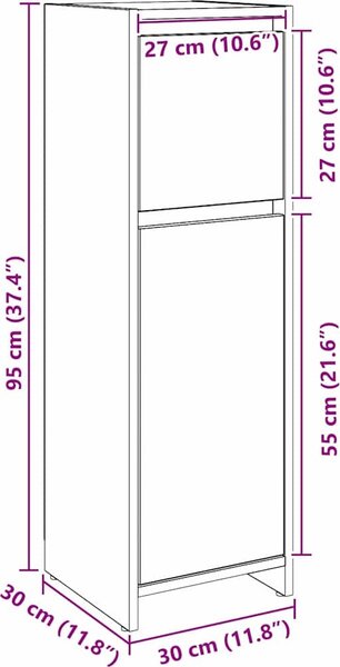 VidaXL Koupelnová skříňka 30 x 30 x 95 cm dřevotříska [862504] Barva: dub sonoma