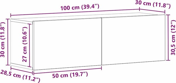 VidaXL Nástěnné TV skříňky 2 ks 100x30x30 cm kompozitní dřevo [862487] Barva: Bílá