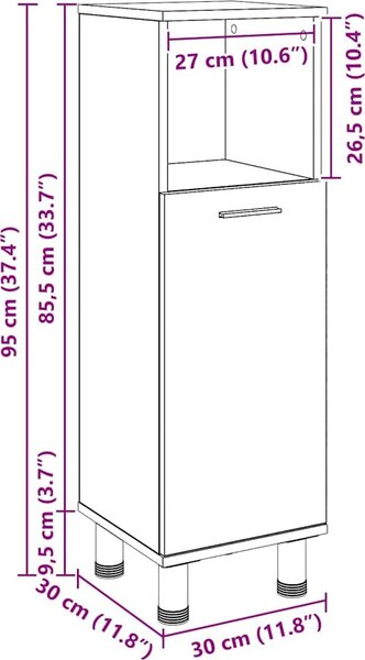 VidaXL Koupelnová skříňka 30,5x30x95 cm kompozitní dřevo [862512] Barva: Bílá