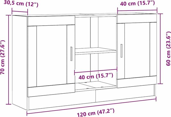 VidaXL Příborník 120 x 30,5 x 70 cm kompozitní dřevo [862522] Barva: Bílá