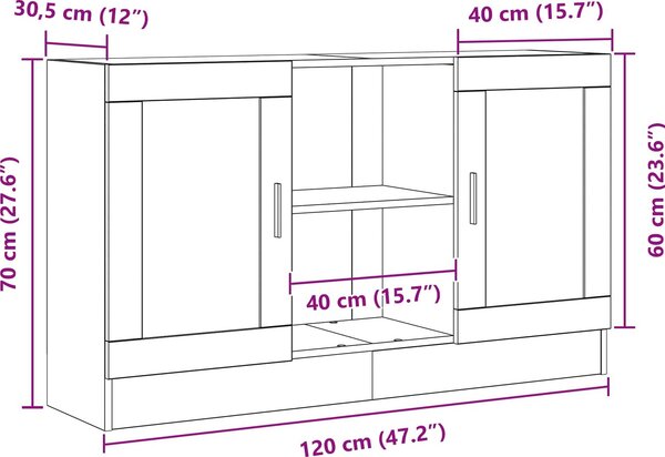 VidaXL Příborník 120 x 30,5 x 70 cm kompozitní dřevo [862522] Barva: Bílá